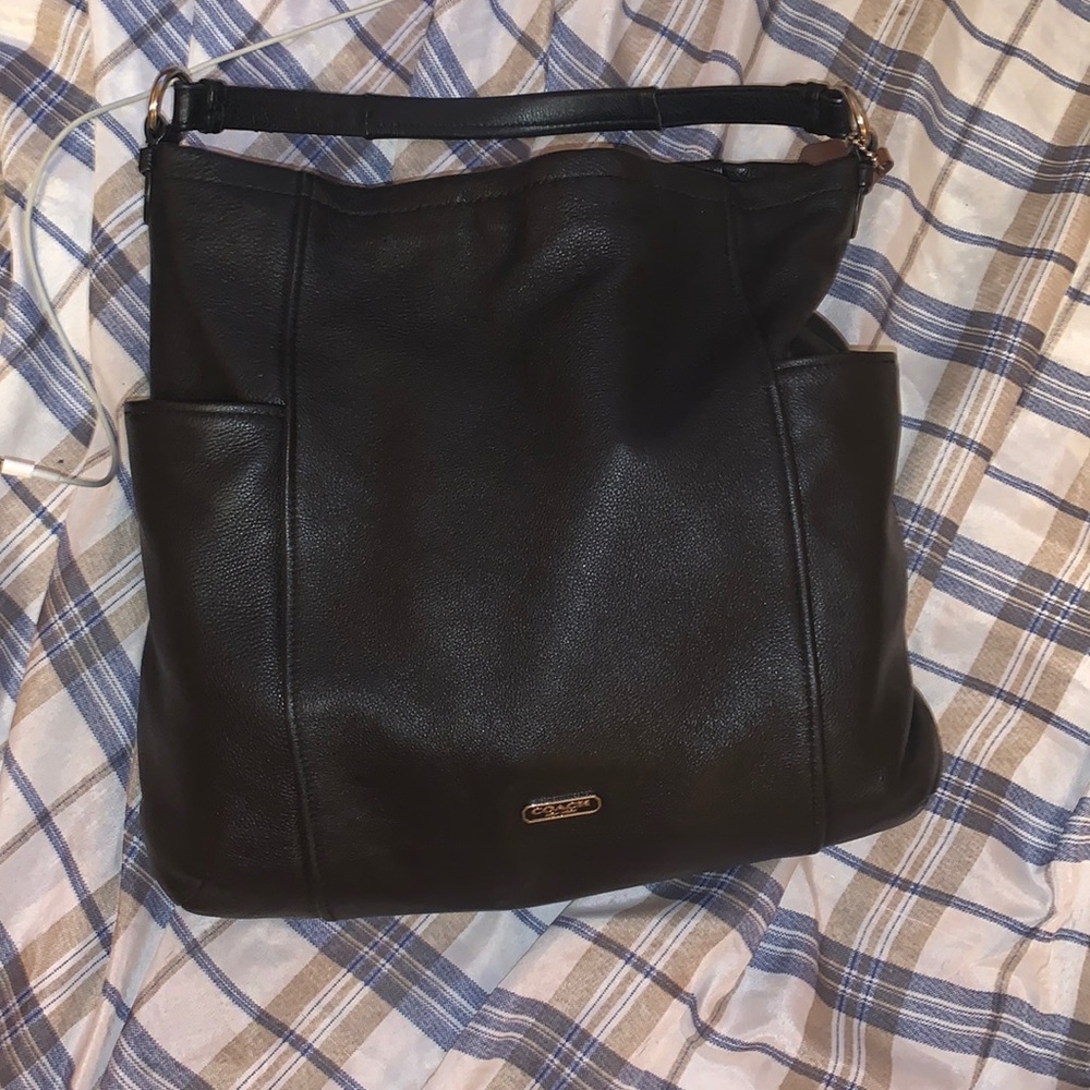 Leather black coach hobo bag